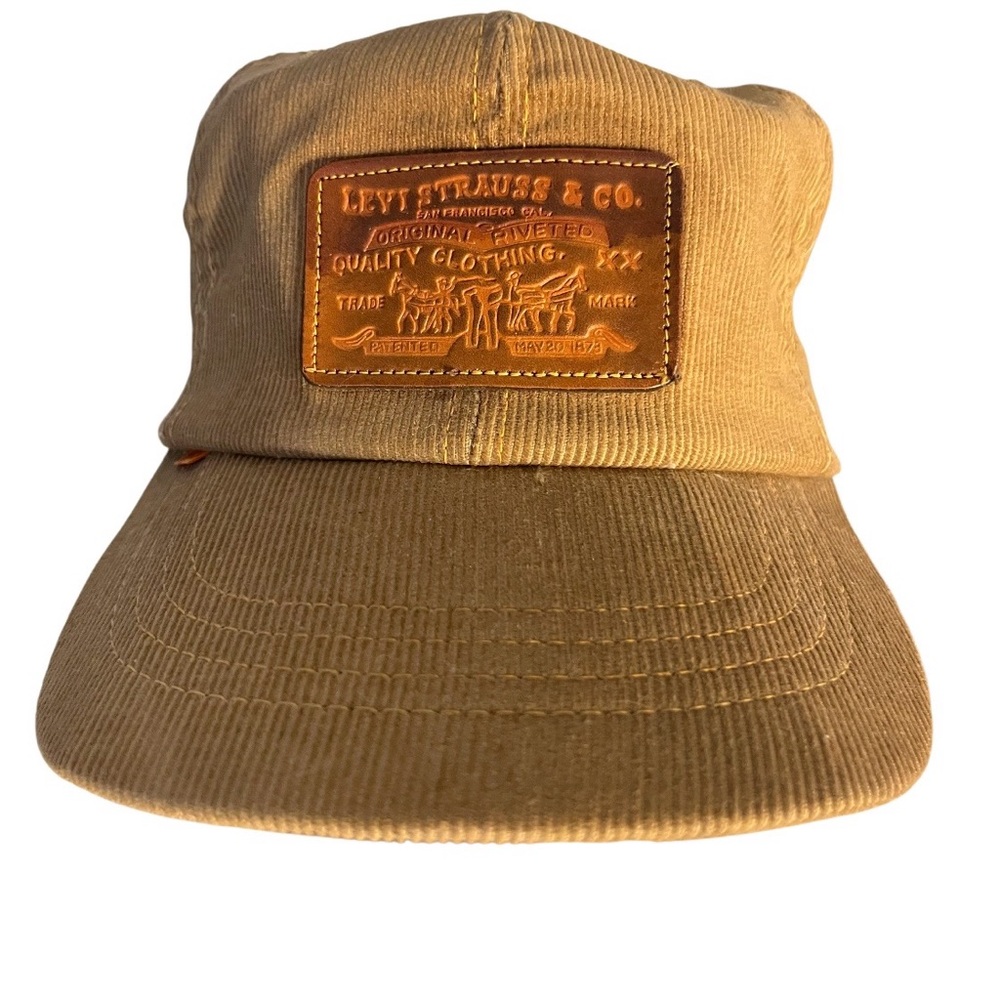 LEVIS Orange Tab Corduroy Hat 2 Horse Leather Patch Duck Tan Adjustable UNISEX - Picture 6 of 8